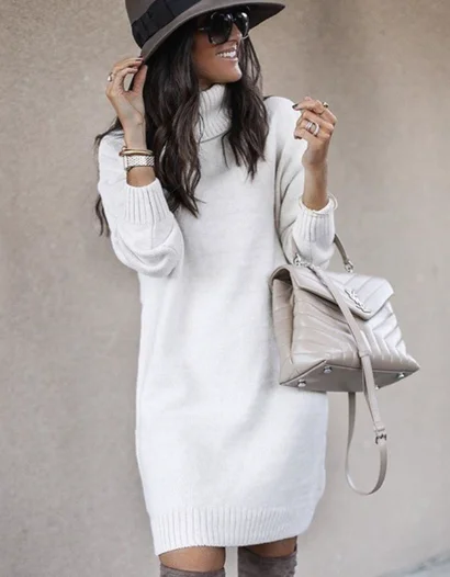 girls' long turtleneck sweater sweater coat Bright Pastel Dark