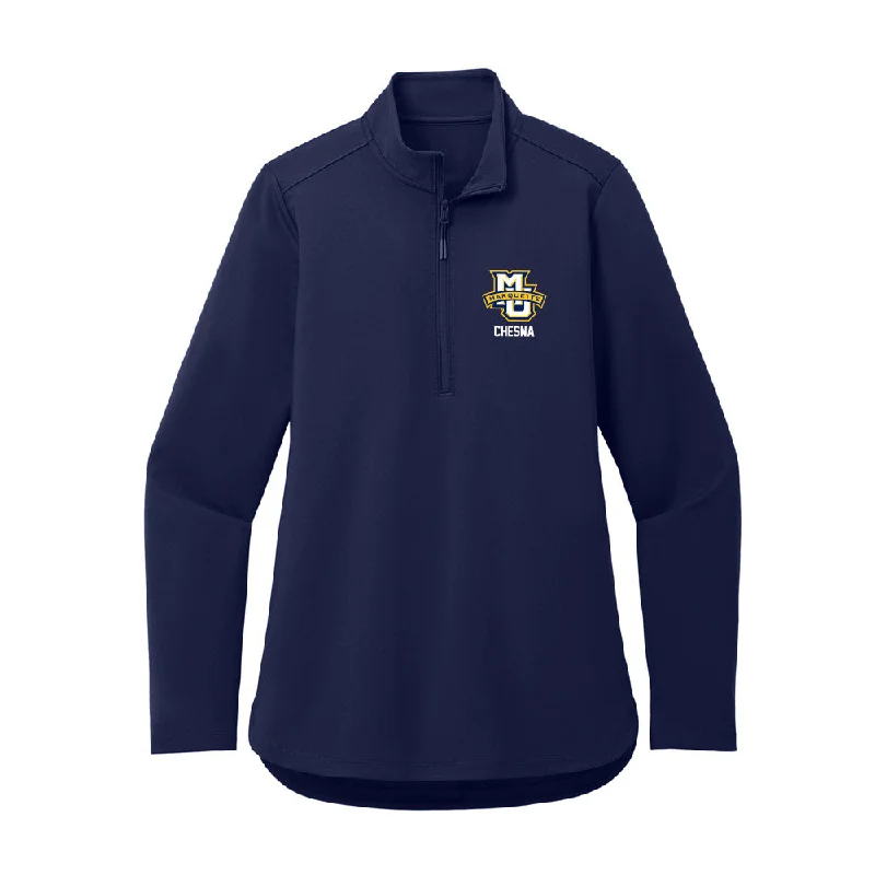 Marquette - NCAA Women's Soccer : Rielly Chesna - Women's Premium Quarter Zip Jacket Notch Collar Jacket Peter Pan Collar Jacket Cowl Neck Jacket