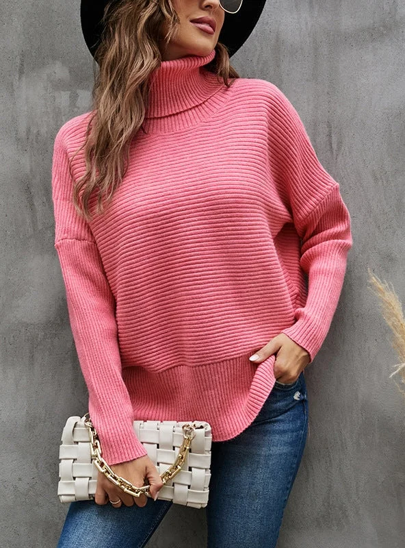 SOLID COLOR PIT SLIT LADIES LAPEL SWEATER Bright Pastel Dark