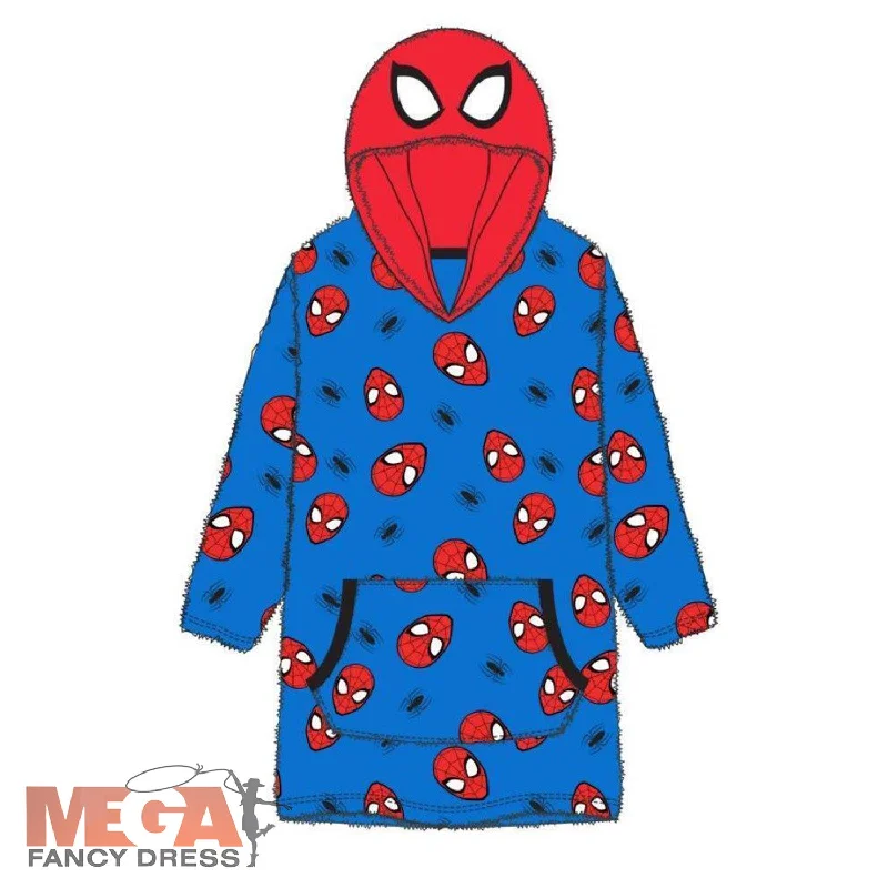 Official Boys Spiderman Oversized Hoodie Hoodie with Elastic Cuffs Stretchable Comfortable