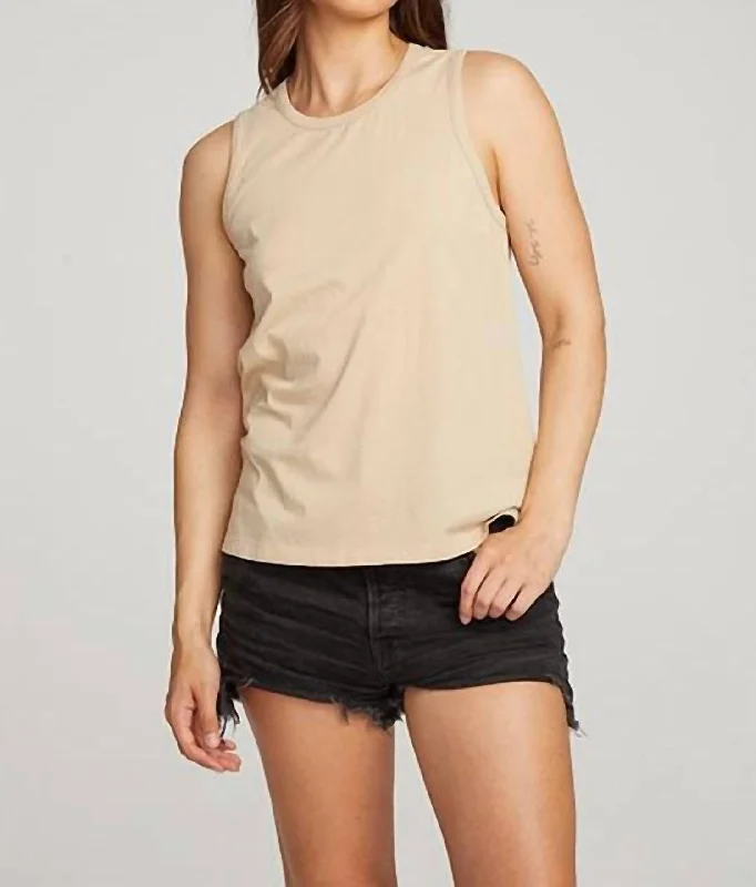 Basic Slit Tank In Cappuccino halter tank top