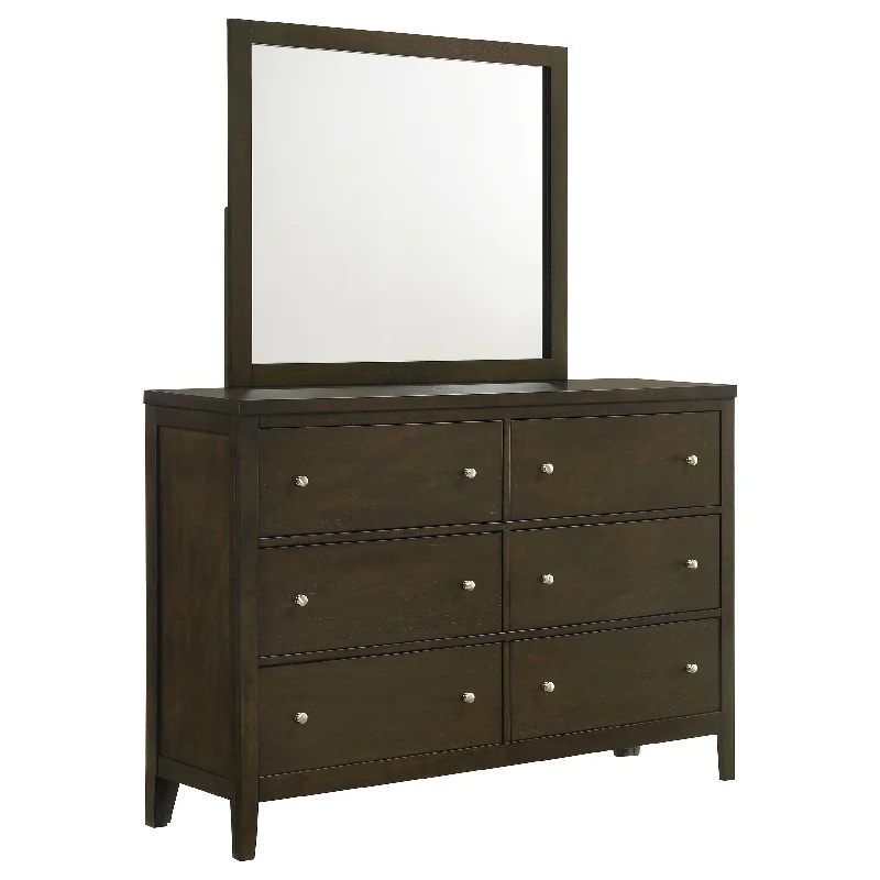 Wilkes - 6-Drawer Dresser And Mirror - Dark Cocoa Square Neckline Feminine