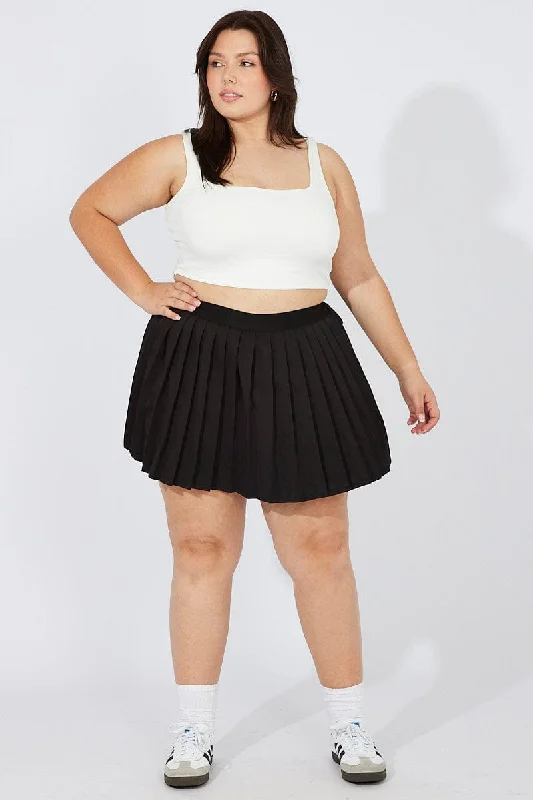 Black Pleat Tennis Skirt Shorts Underneath linen skirt natural