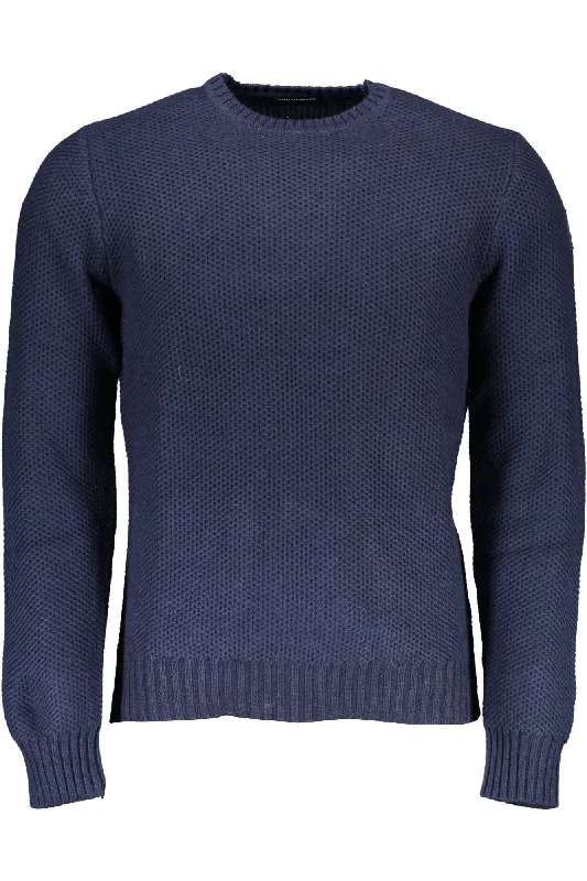 Blue Cotton Men Sweater Sequined Glittery Shiny