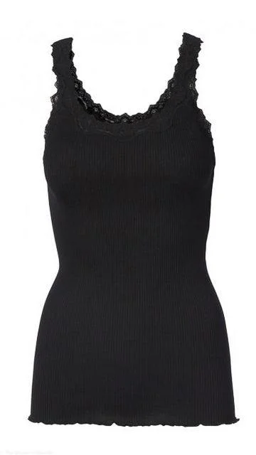 Black Rosemunde Babette Silk Lace Tank Top chic tank top