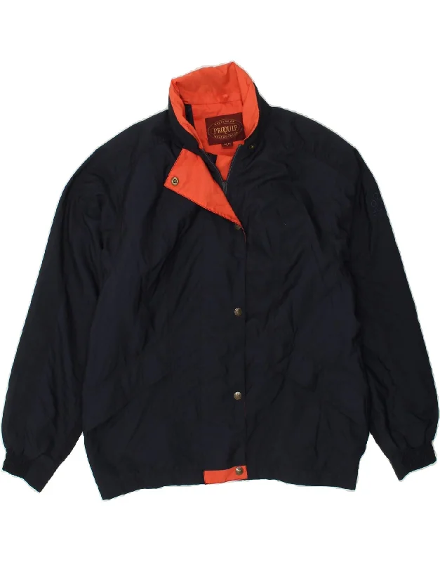 PROQUIP Womens Windbreaker Jacket US 12/14 Large Navy Blue Polyester Toggled Jacket Drawstring Jacket Belted Jacket