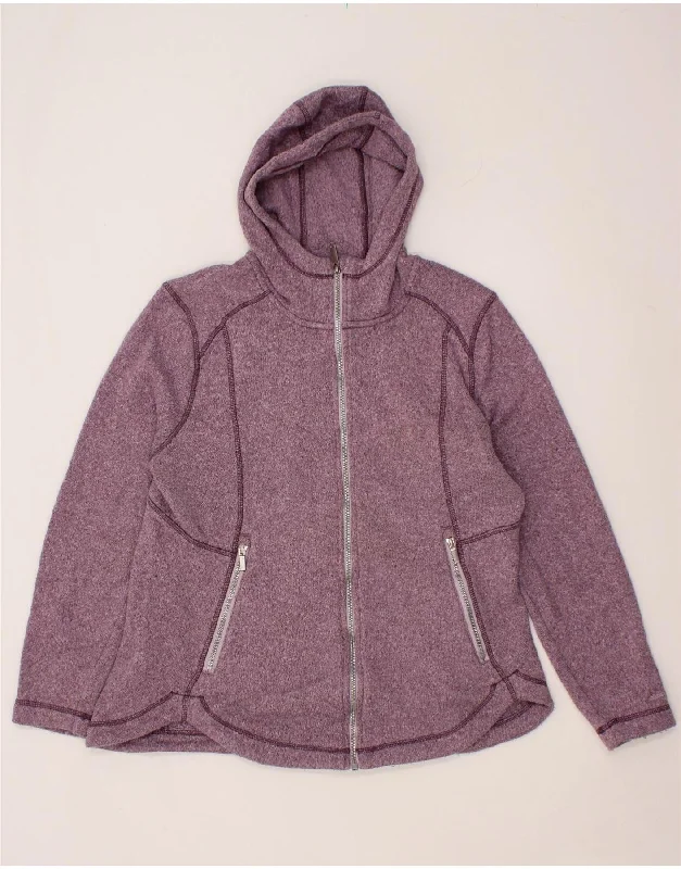 EDDIE BAUER Womens Zip Hoodie Sweater UK 18 XL Purple Polyester Hoodie with Toggle Buttons Decorative Unique