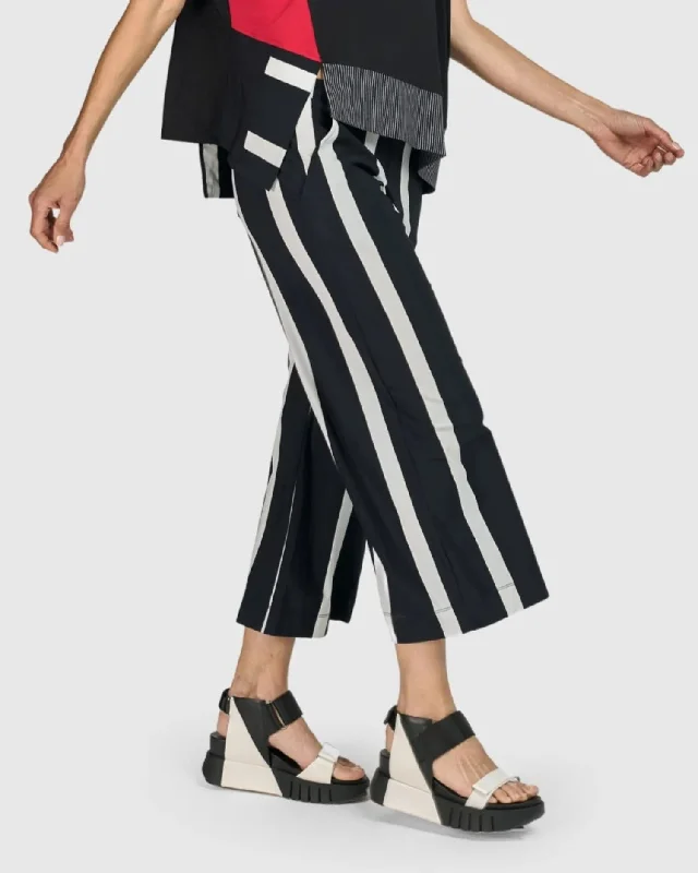 Tekbika Chagall Pants, Stripes Comfortable Pleated Pants