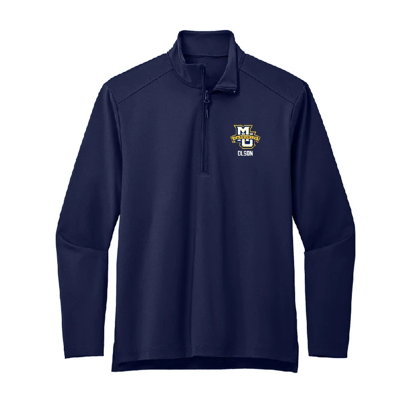 Marquette - NCAA Women's Soccer : Chloe Olson - Premium Quarter Zip Jacket V-Neck Jacket Boat Neck Jacket Square Neck Jacket