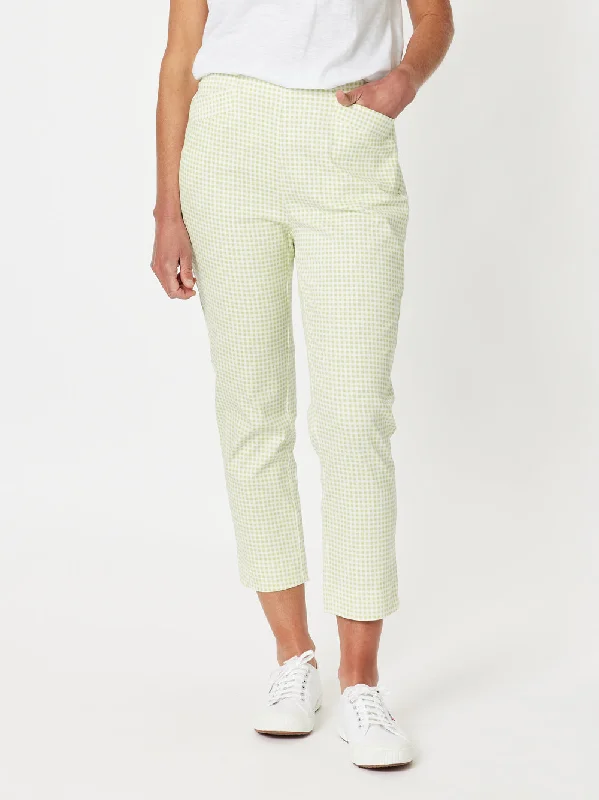 Carter Check Pant - Celery Stylish Slim Trousers