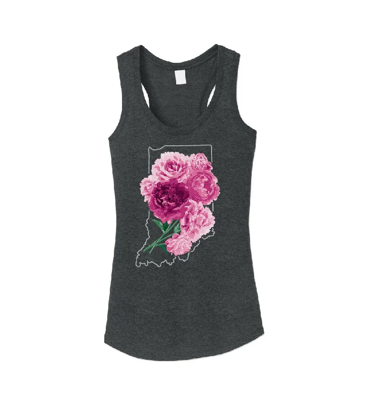 "Indiana Peonies" Womens Vintage Black Racerback Tank strapless tank top