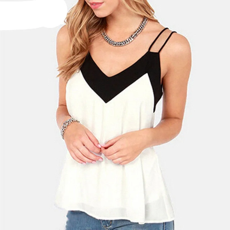 Zanzea Style V Neck Womens Sleeveless Halter Blouse Vest Loose Chiffon Tank Tops Plus Size long tank top