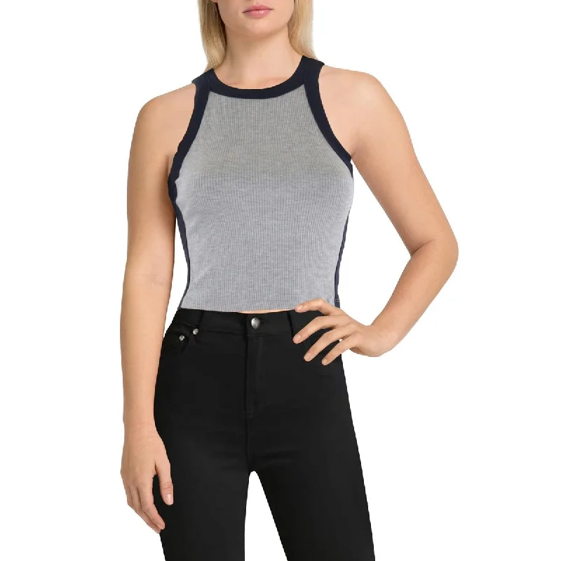 Womens Ribbed Pull On Tank Top grey tank top