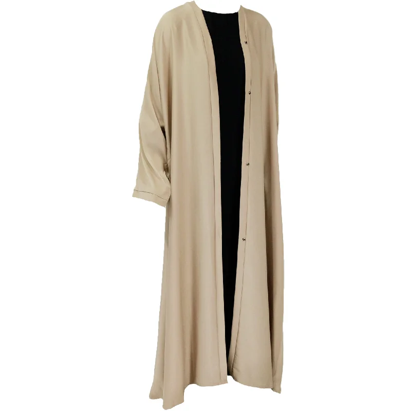 Hijaz Dark Brown Nidha Emirati Open Abaya Cover All Dress with Button Closure Tunics Trendy modern