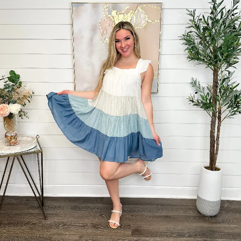 Hem & Thread Need You Back Blue Dress Tunics Long Elegant
