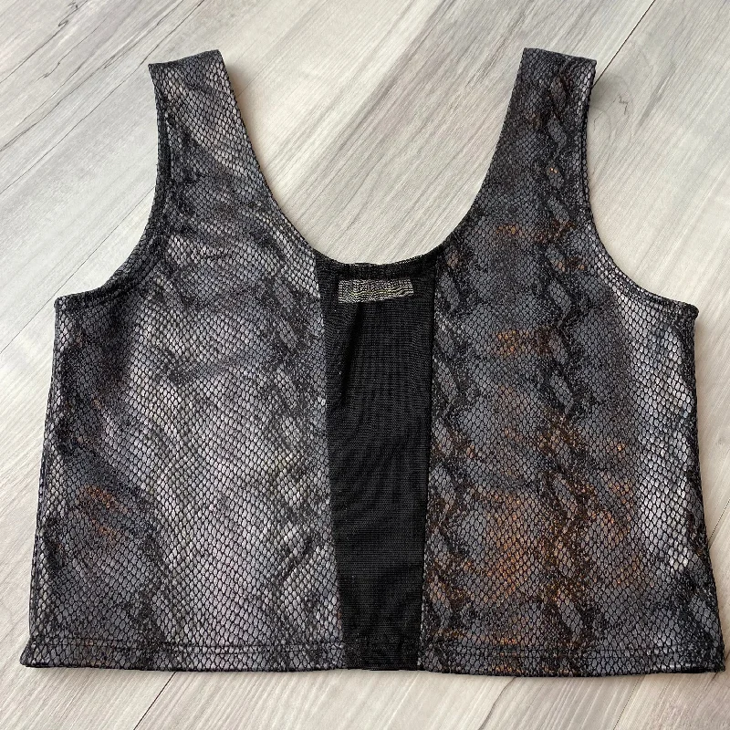 SALE - SMALL Mesh Inset Crop Tank Top - Black Snakeskin lavender tank top