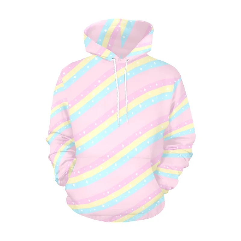 Teatime Fantasy Pink Rainbow Women's All Over Print Hoodie Hoodie with Zipper Versatile Modern