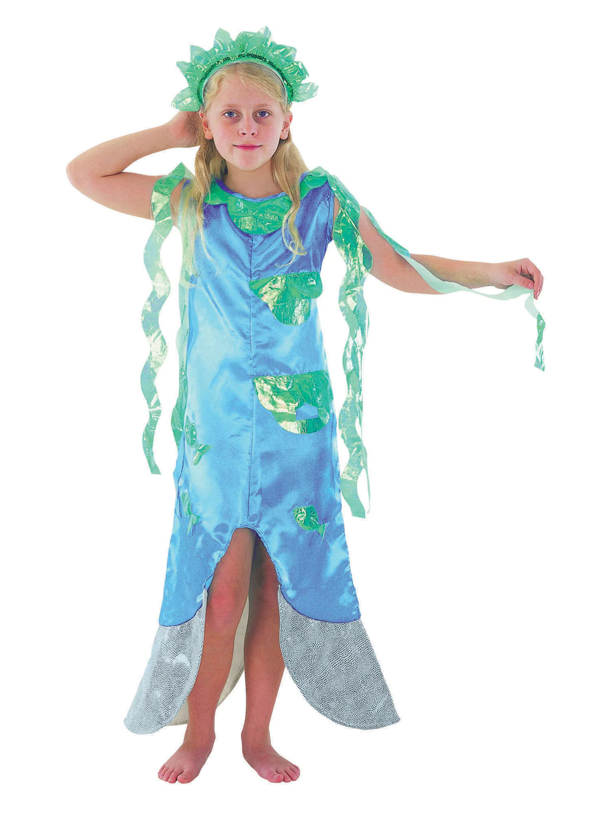 Girls Mermaid Costume with Dress & Seaweed Crown Bodycon Club Sequined