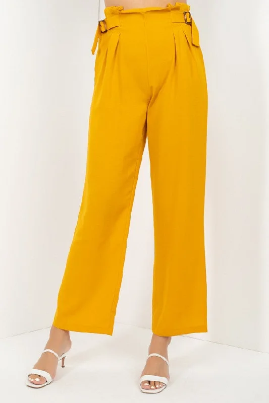 High Waist Paperbag Wide Pants Stylish Casual Pants