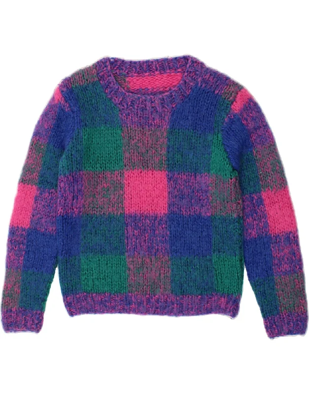 VINTAGE Womens Crew Neck Jumper Sweater UK 12 Medium Multicoloured Toggled Drawstring Belted