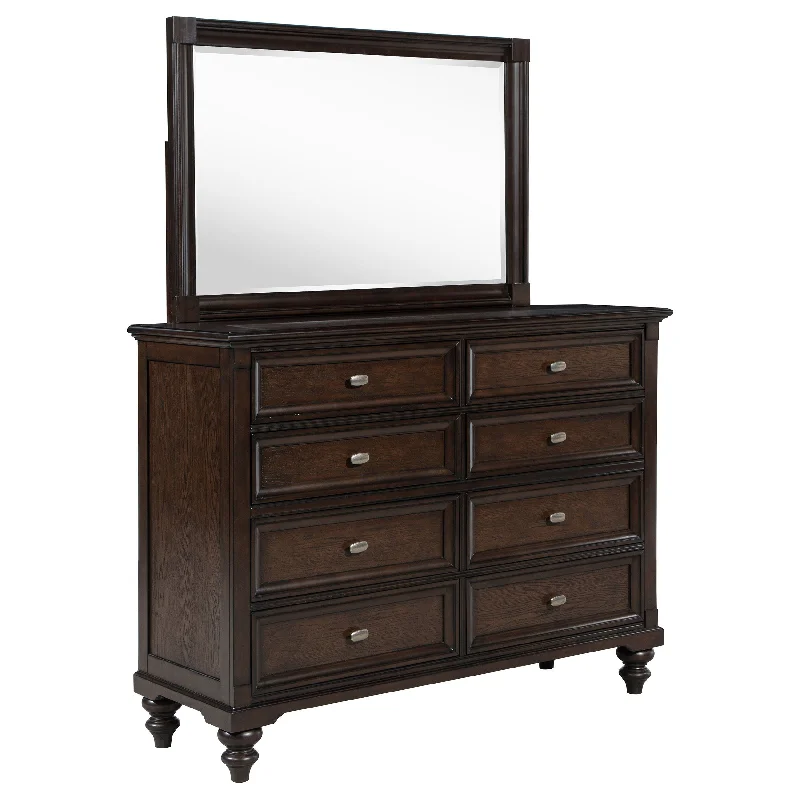 Andover - 8-Drawer Dresser And Mirror - Dark Oak Tunics Velvet soft