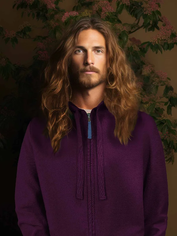 The Zip Hoodie -  Royal Purple Hoodie with Exposed Zipper Edgy Industrial