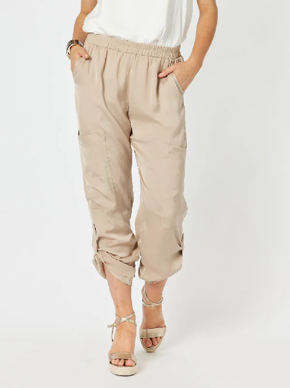 Traveller Luxe Side Button Pant - Caramel Elegant Dress Pants