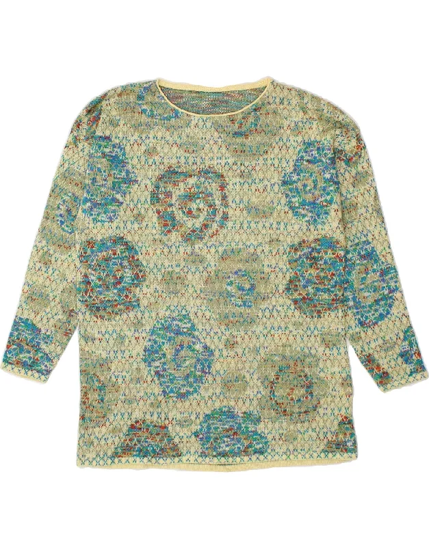 VINTAGE Womens Longline Boat Neck Jumper Sweater UK 14 Medium Green Solid Color Striped Floral Print VINTAGE Womens Longline Boat Neck Jumper Sweater UK 14 Medium Green Solid Color Striped Floral Print