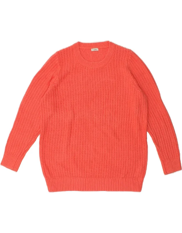 L.L.BEAN Womens Crew Neck Jumper Sweater UK 18 XL Red Cotton Ribbed Striped Patterned L.L.BEAN Womens Crew Neck Jumper Sweater UK 18 XL Red Cotton Ribbed Striped Patterned