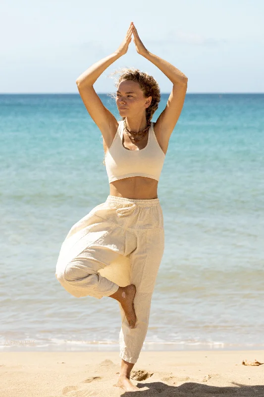 Yoga Outfit ๑⋙ Organic Cotton Yoga Top + 3/4 Harem Pants Handwoven Cotton Cozy Knit Pants