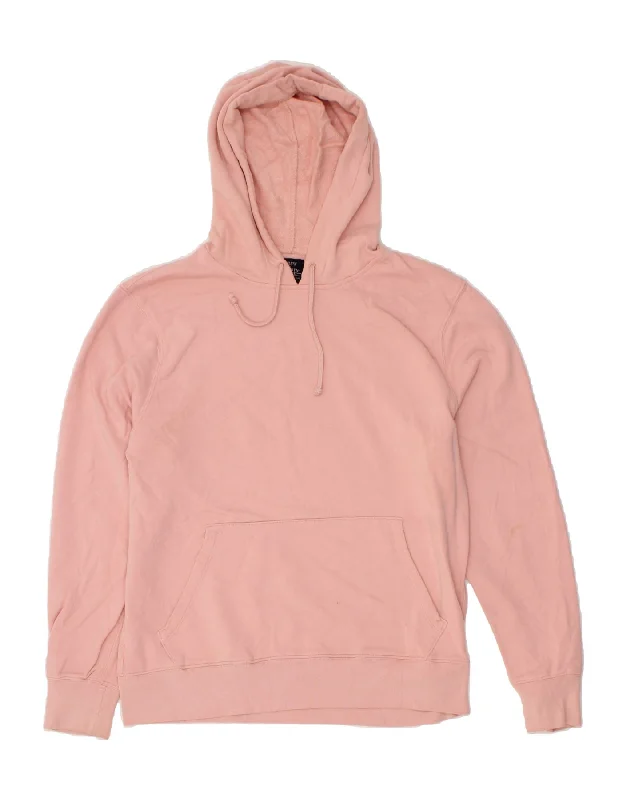 J. CREW Womens Hoodie Jumper UK 16 Large Pink Cotton Hoodie with Half-Zip Sporty Casual