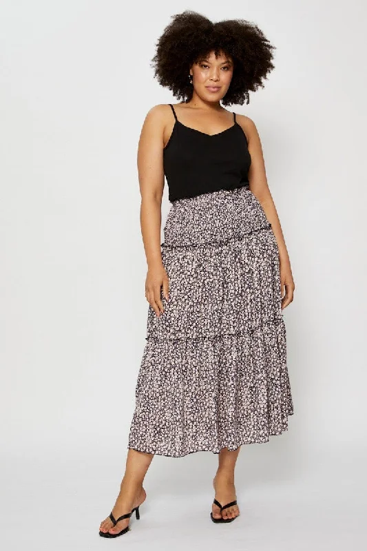 Floral Print Maxi Skirt lace skirt romantic