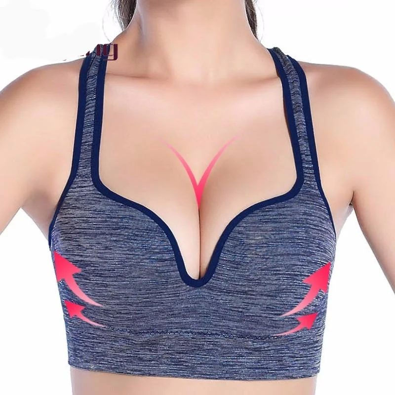 Women Professional Fitness Stretch Bra Shakeproof Bra Racerback Casual Padded Sportwear Tank Top Bra off shoulder tank