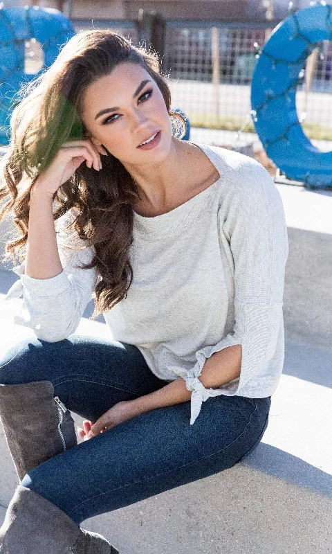 River + Sky Sweetwater Tie Sleeve High Low Sweatshirt Hoodie with Hem Contrast Bold Stylish