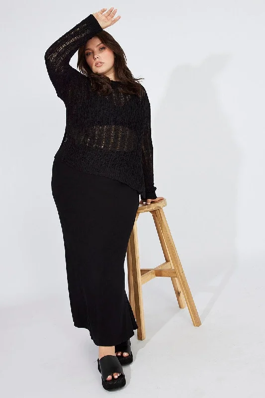 Black Bias Linen Slip Maxi Skirt lace skirt romantic