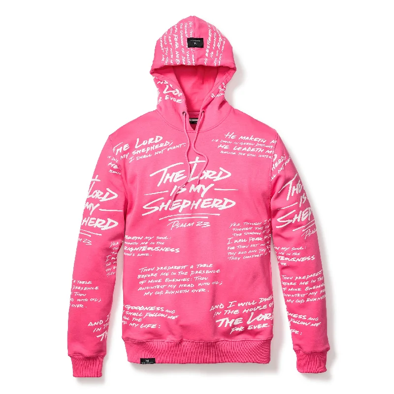 Psalm 23 Hoodie - Hot Pink Hoodie with Monochrome Minimalist Simple