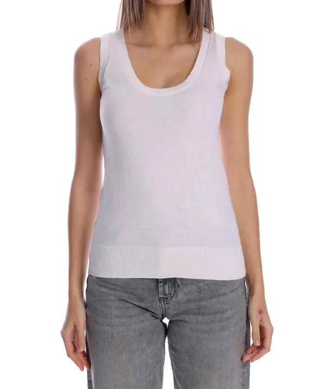 Supima Scoop Tank In White scoop neck tank