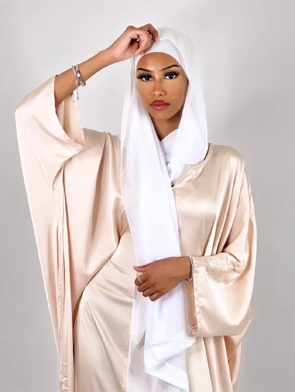 Champagne butterfly satin dress Boat Neckline Classic