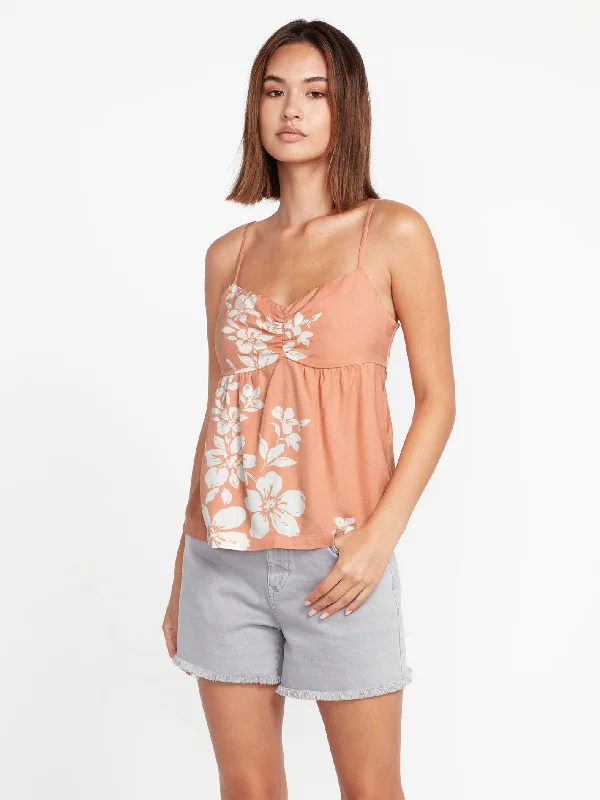 Mucho Mahalo Cami Tank - Clay lace tank top