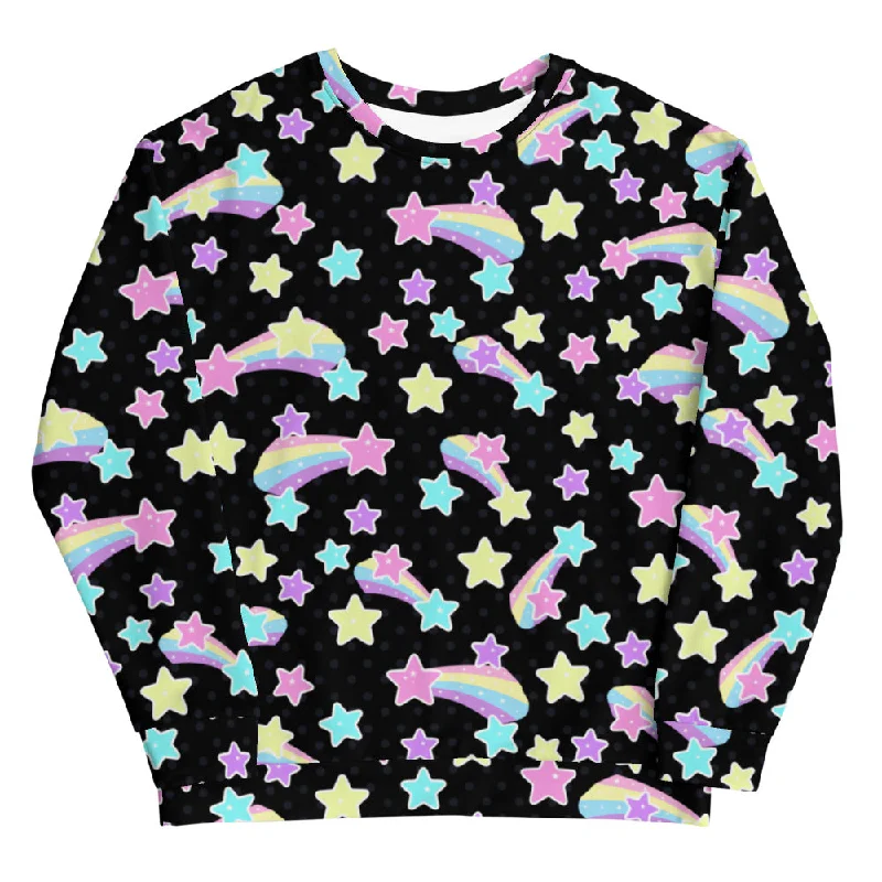 Starry Party Black Unisex Sweatshirt Hoodie with Tie-Dye Psychedelic Retro