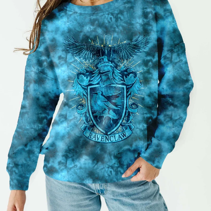 PRESALE - Ravenclaw Tie Dye Unisex Sweatshirt Hoodie with Hem Frayed Vintage Worn