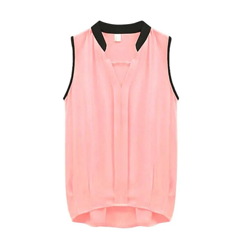 Women's Sleeveless Vest Casual Chiffon Business Loose Tops Blouse Tank Office Lady Type ribbed tank top