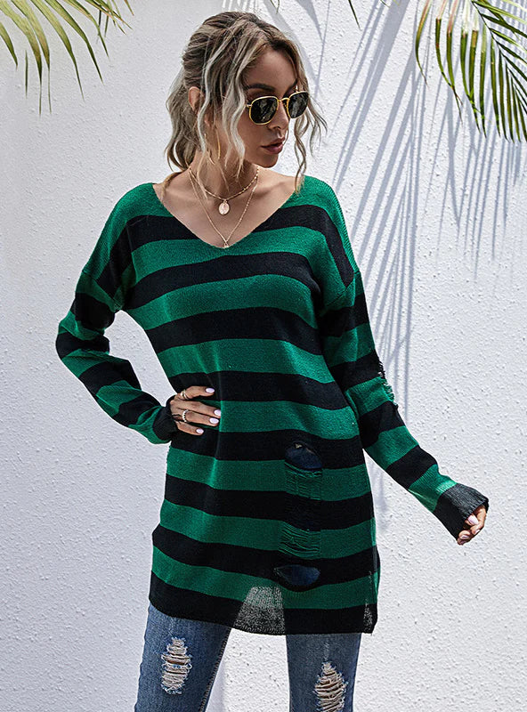 LONG SLEEVE V-NECK SLIM SWEATER Beaded Sweater Sequined Faux Fur