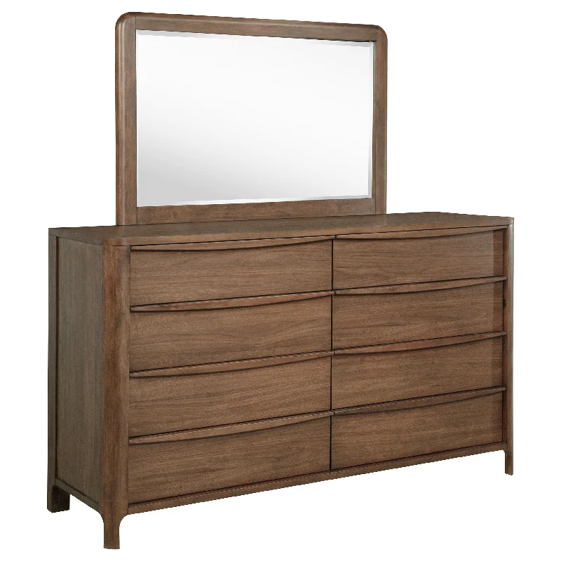 Maderia - 8-Drawer Dresser And Mirror - Walnut Tunics Denim casual