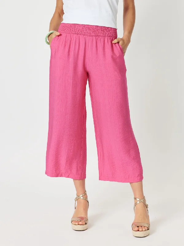 Villa Wide Leg Pant - Hot Pink Elegant Silk Pants