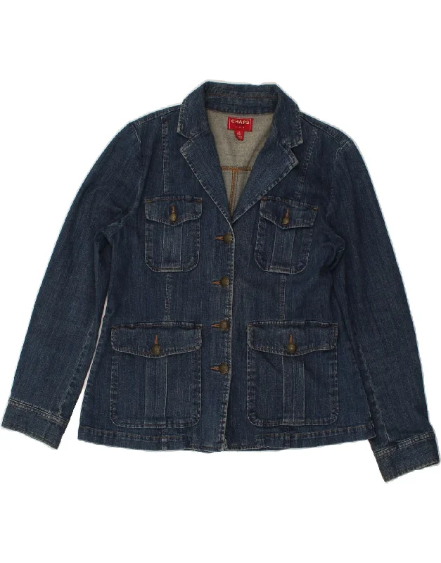 CHAPS Womens Denim Jacket UK 18 XL Navy Blue Cotton Bomber Jacket Anorak Windbreaker