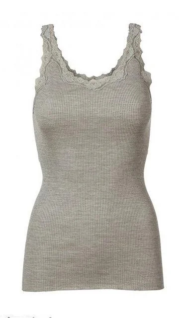 Light Grey Rosemunde Babette Silk Lace Tank Top fashionable tank top