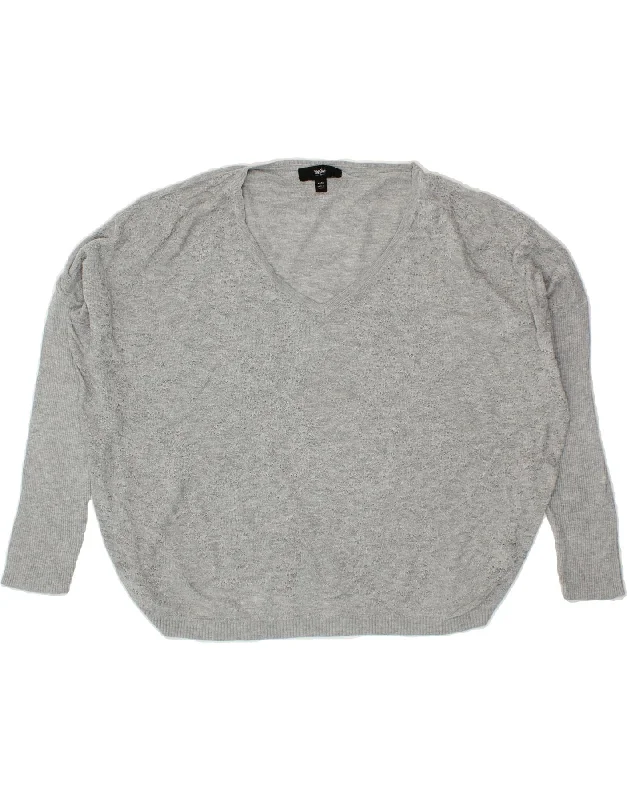 MOSSIMO Womens Oversized V-Neck Jumper Sweater UK 18 XL Grey Soft Cozy Warm