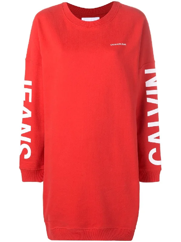 logo print sweater dress Fitted Slim Tailored