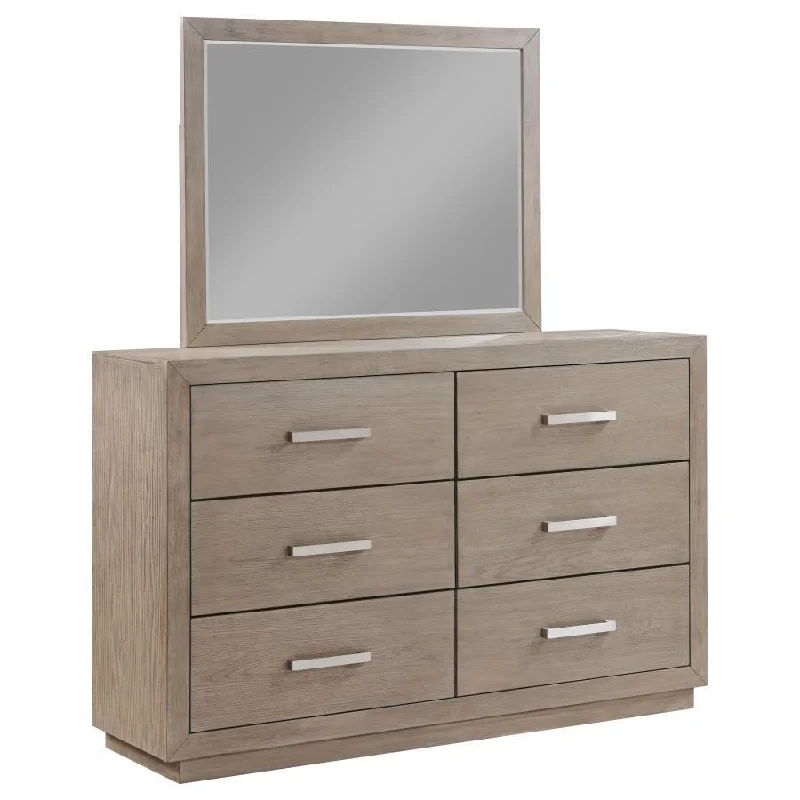 Kenora - 6-Drawer Dresser And Mirror - Barley Brown Tunics Cozy soft